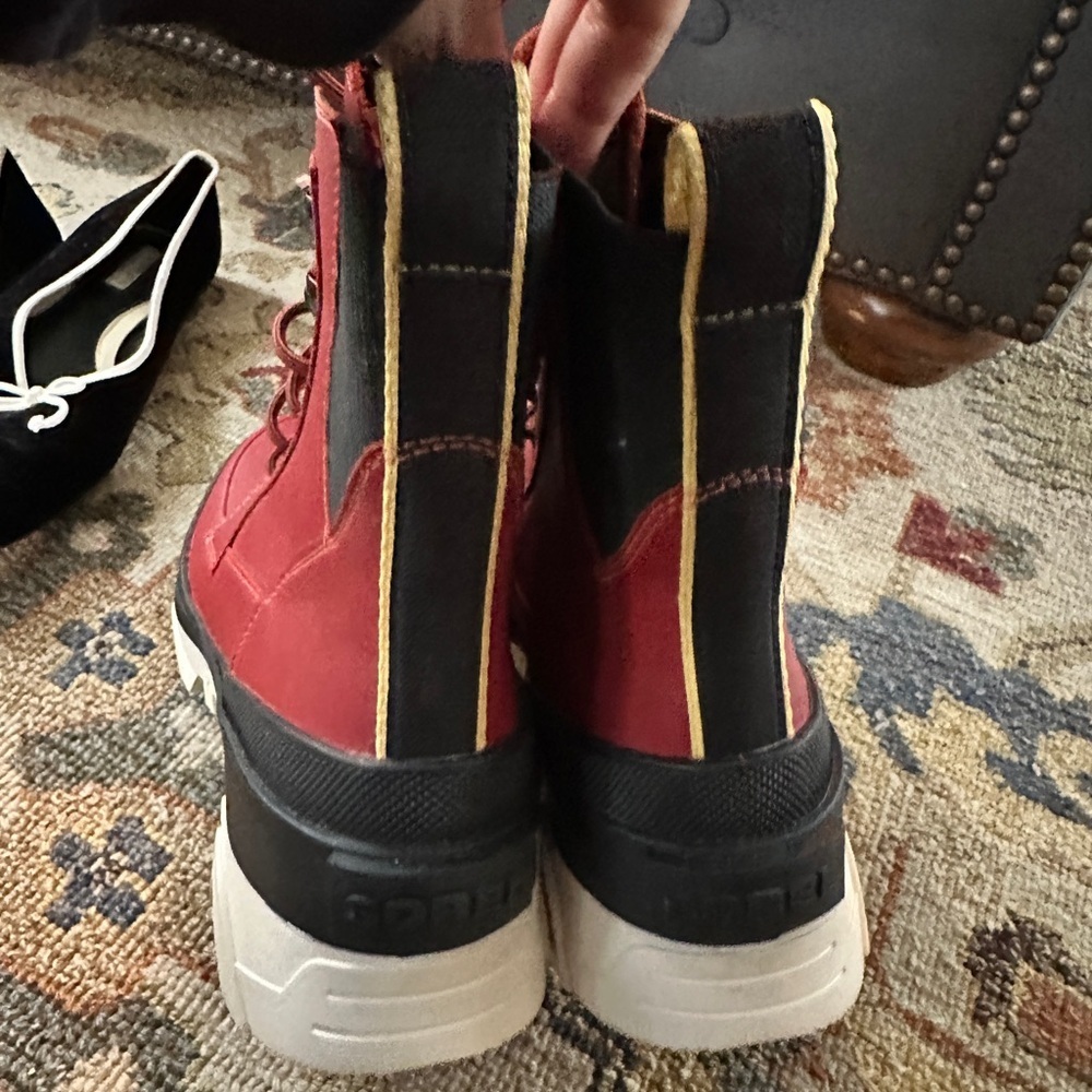 Sorel Brex Warp Red Black Waterproof Lace Up Bootie sz 9 - Picture 10 of 12